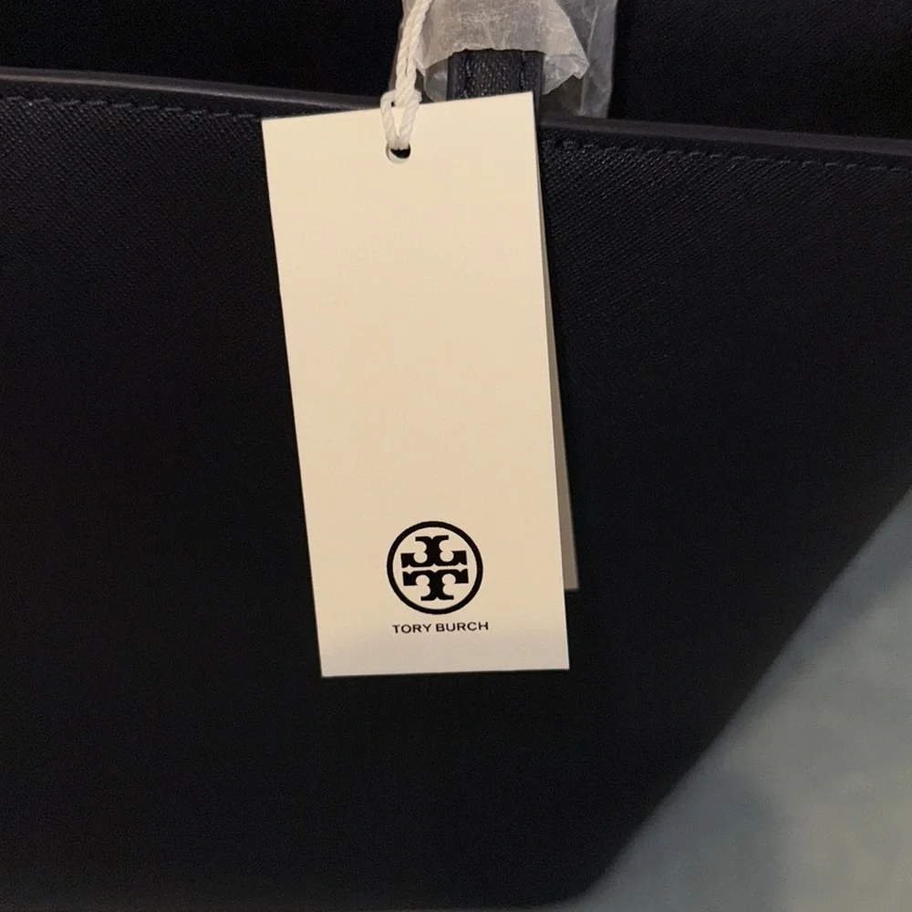 Tory Burch Elegant Tory Navy Small Tote